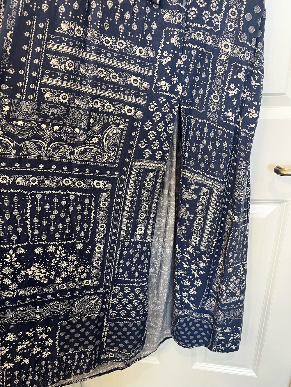 Rewind Navy Bandana-Print Strapless Maxi Skirt - Picture 3 of 5